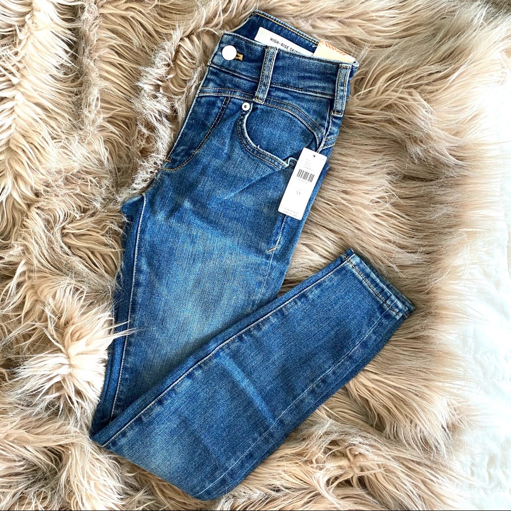 Anthropologie Blue High Rise Women Jeans RAW HEM